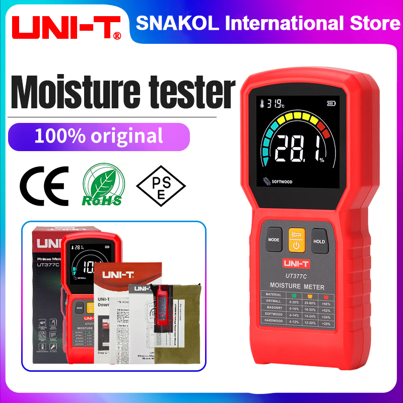 Moisture Meter Wall Wood - UNI-T UT377C Pinless Moisture Meter, 0~99.9%
