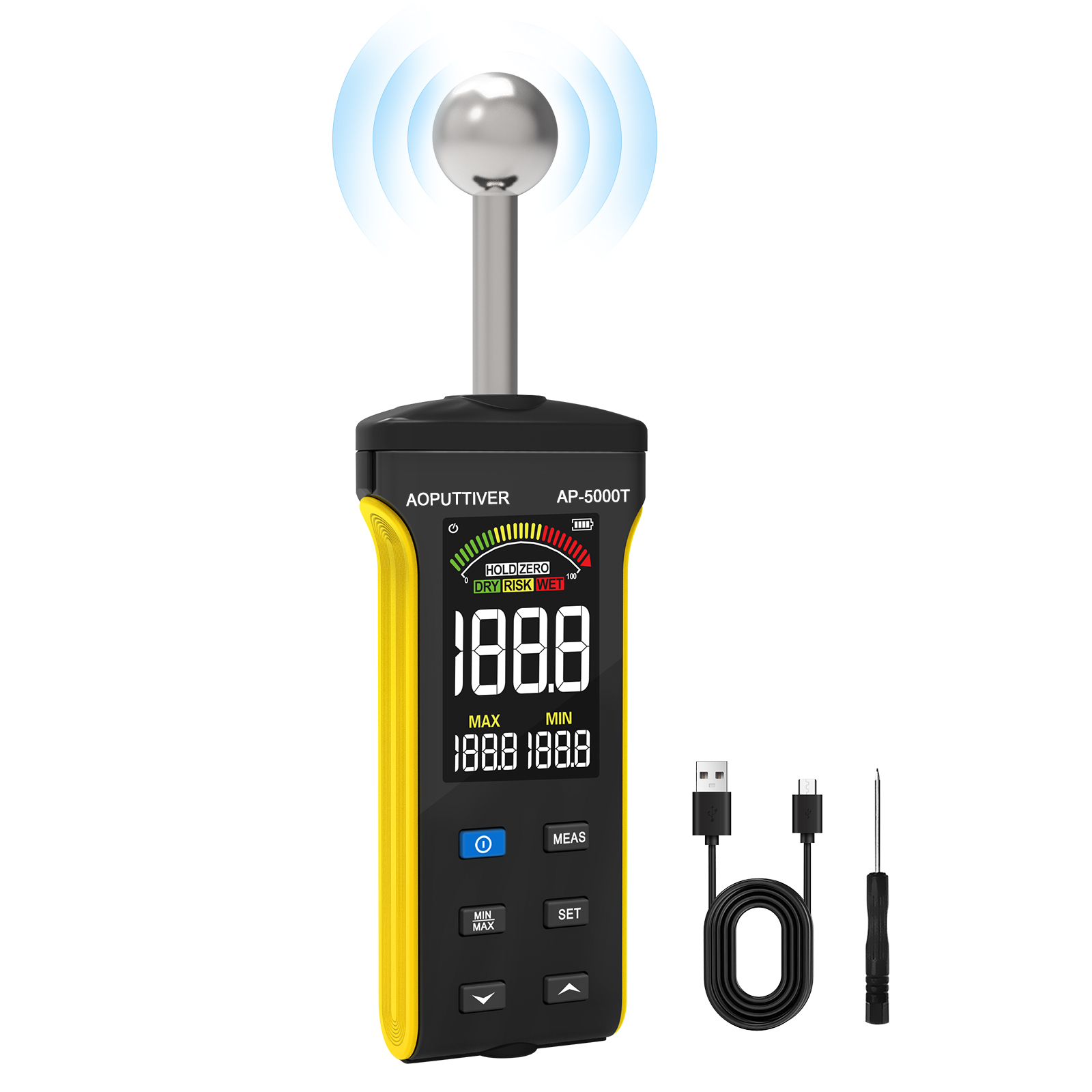 Moisture Meter Wall Wood - Holdpeak 5000T Non‑Destructive Moisture Meter 20‑40