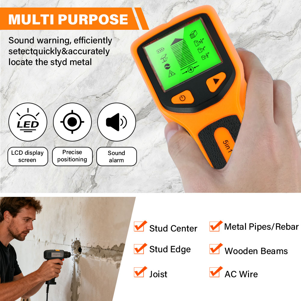 Stud Finder Wall Scanner 5 In 1 - 5 in 1 Handheld Digital Wall