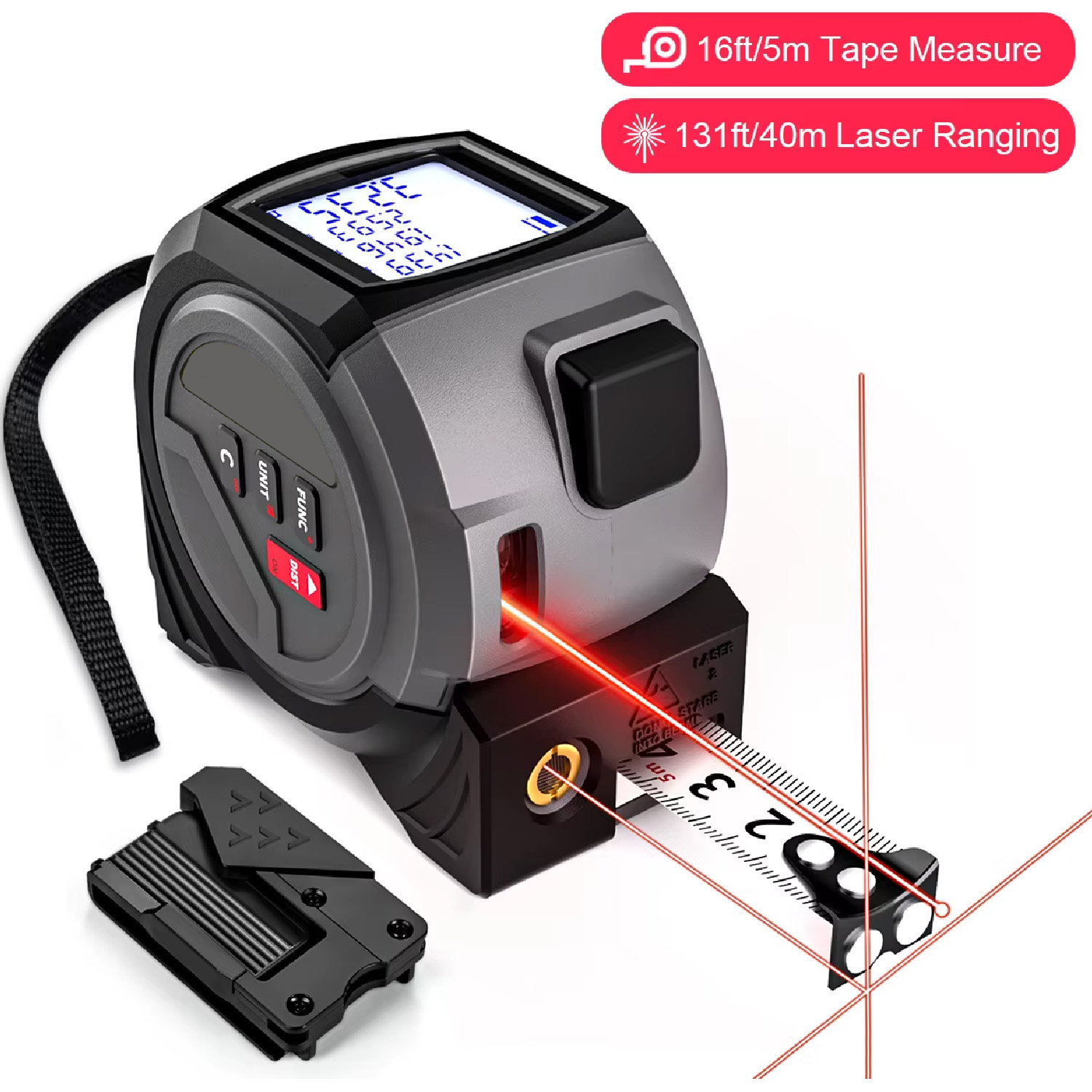 Stud Finder With Laser Level - 3-In-1 Laser Rangefinder 5m Tape Measure