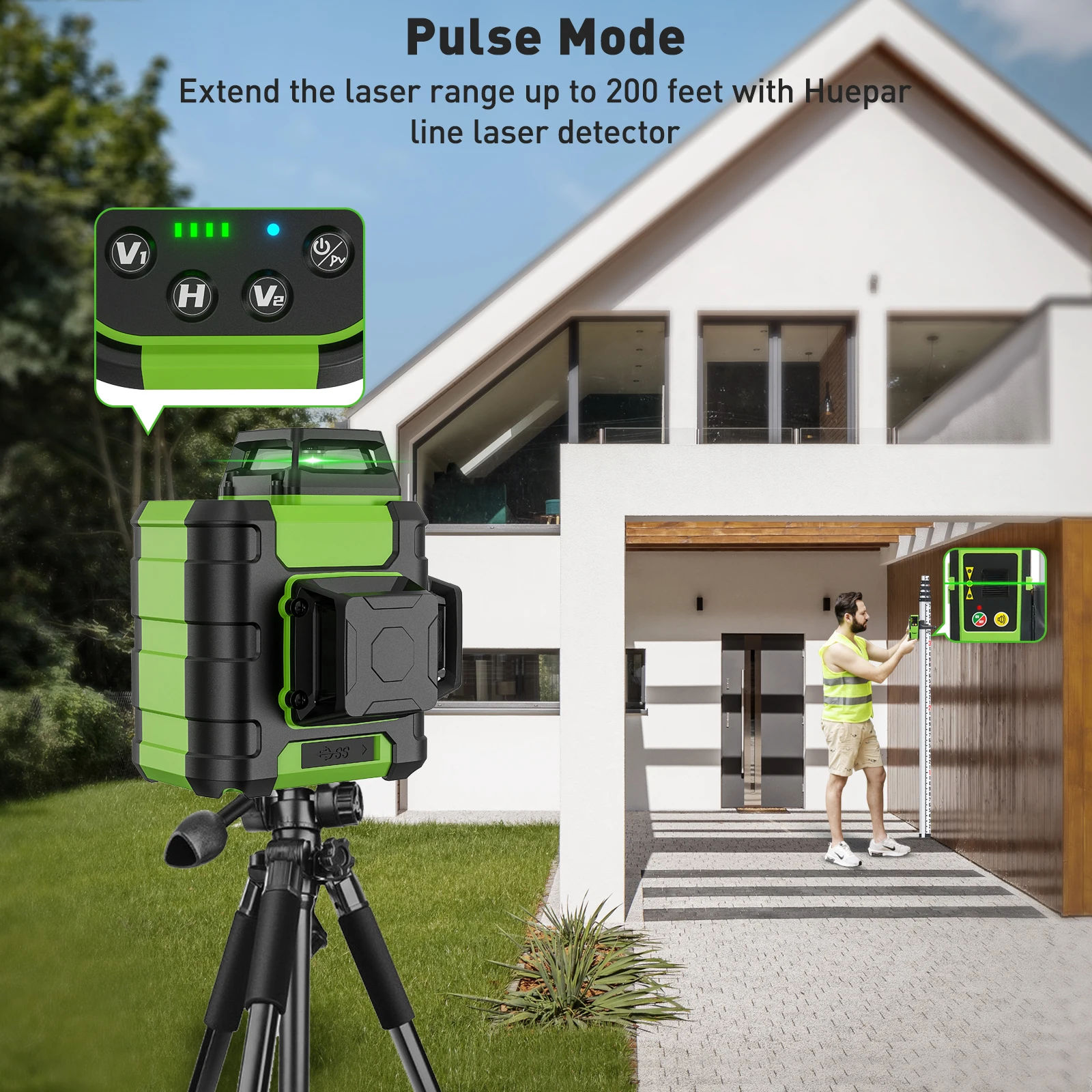 Huepar HM03CG Laser Level Gree - Stud Finder With Laser Level 评论和价格