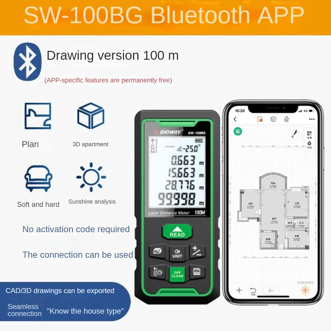 Latest SNDWAY SW-50BG Laser Di - Stud Finder With Laser Level 评论和价格
