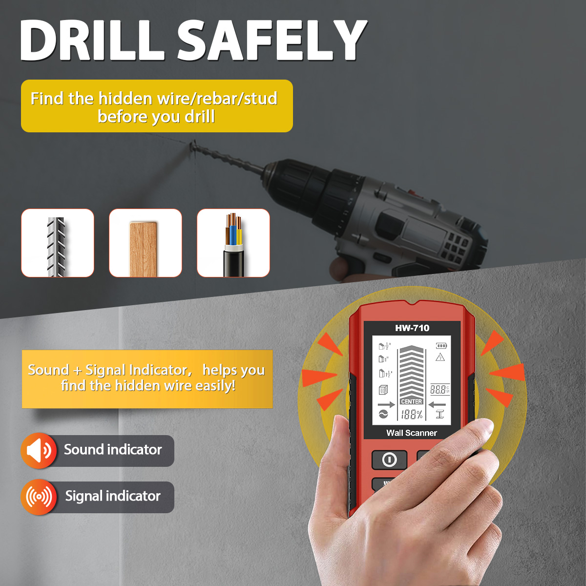 HW-710 Stud Finder Wall Scanne - Pipe Detector Wall Scanner 评论和价格
