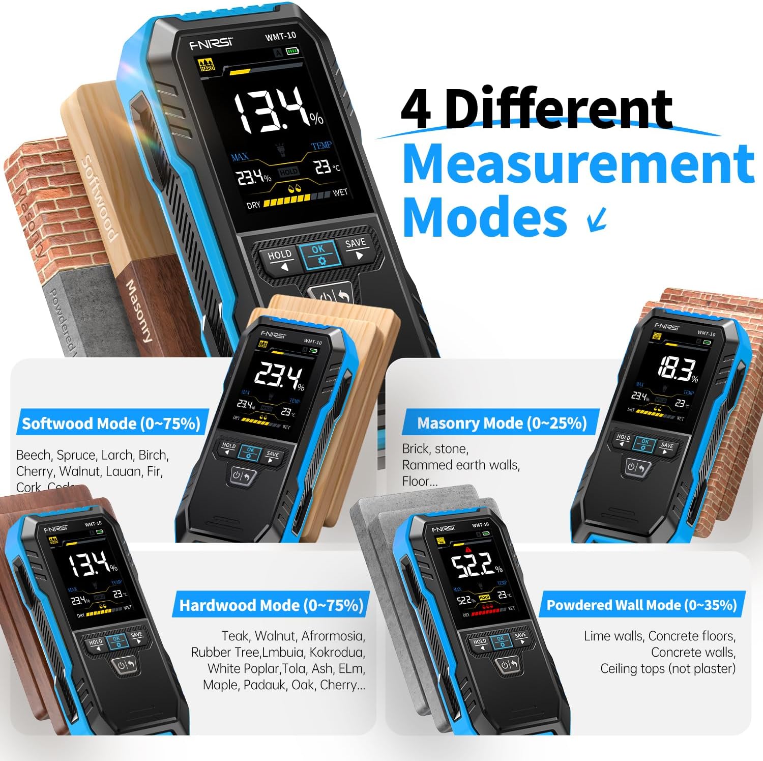 FNIRSI WMT-10 Pinless Wood Moi - Moisture Meter Wall Wood 评论和价格
