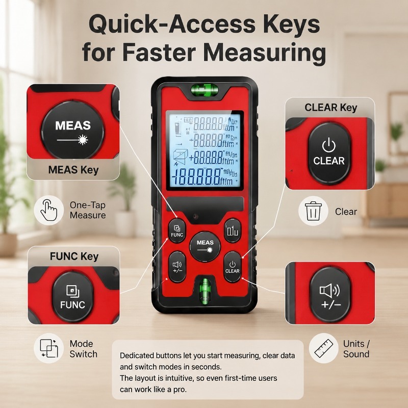 120M Laser Distance Meter USB‑ - Stud Finder With Laser Level 评论和价格