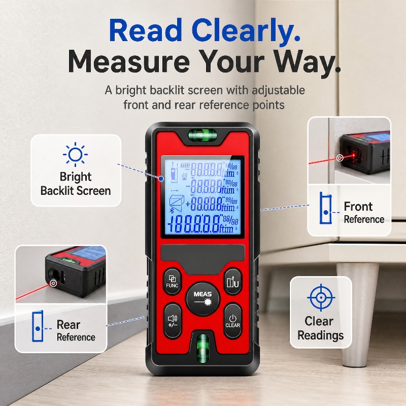 120M Laser Distance Meter USB‑ - Stud Finder With Laser Level 评论和价格