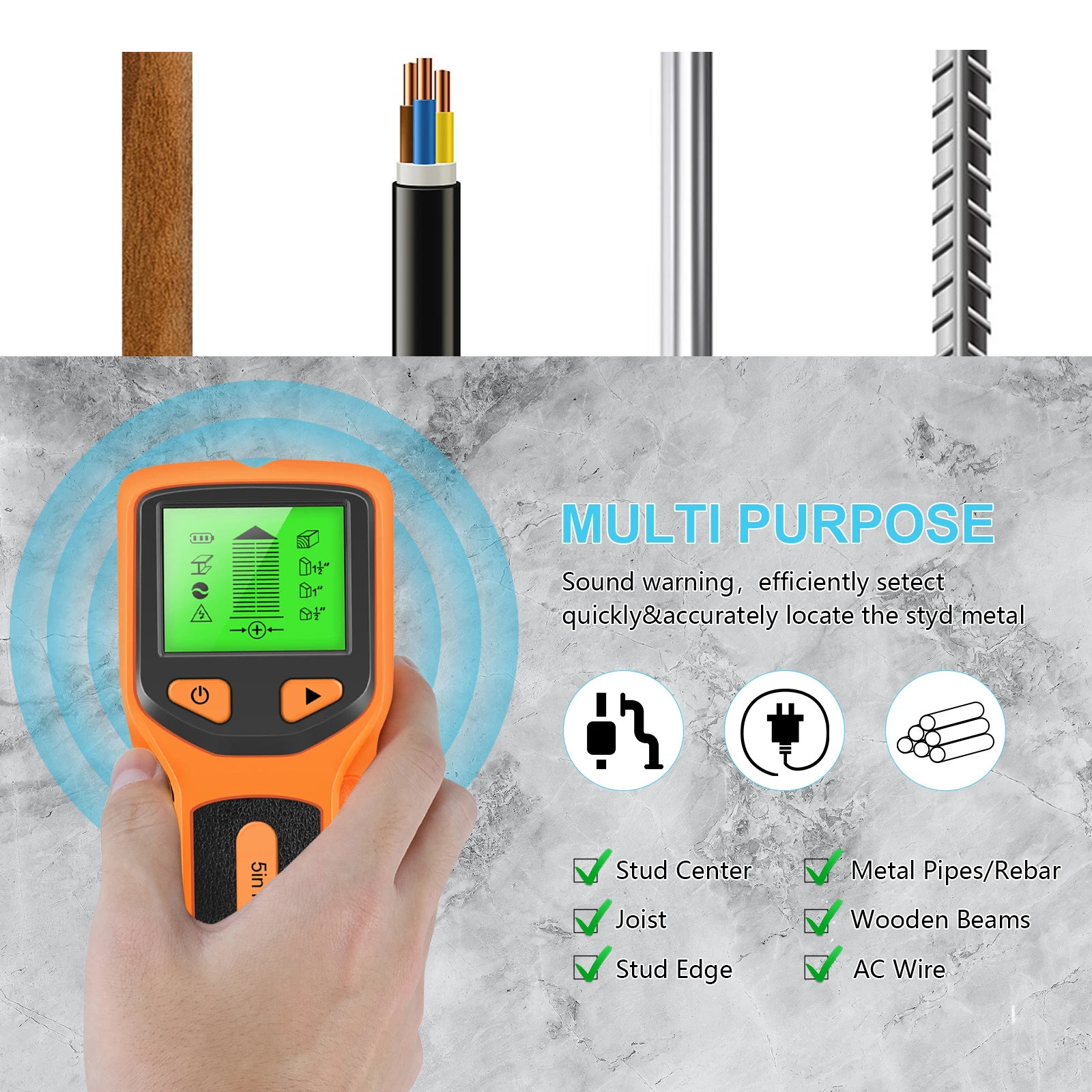 5-in-1 Handheld Digital Wall S - Stud Finder Wall Scanner 5 In 1 评论和价格