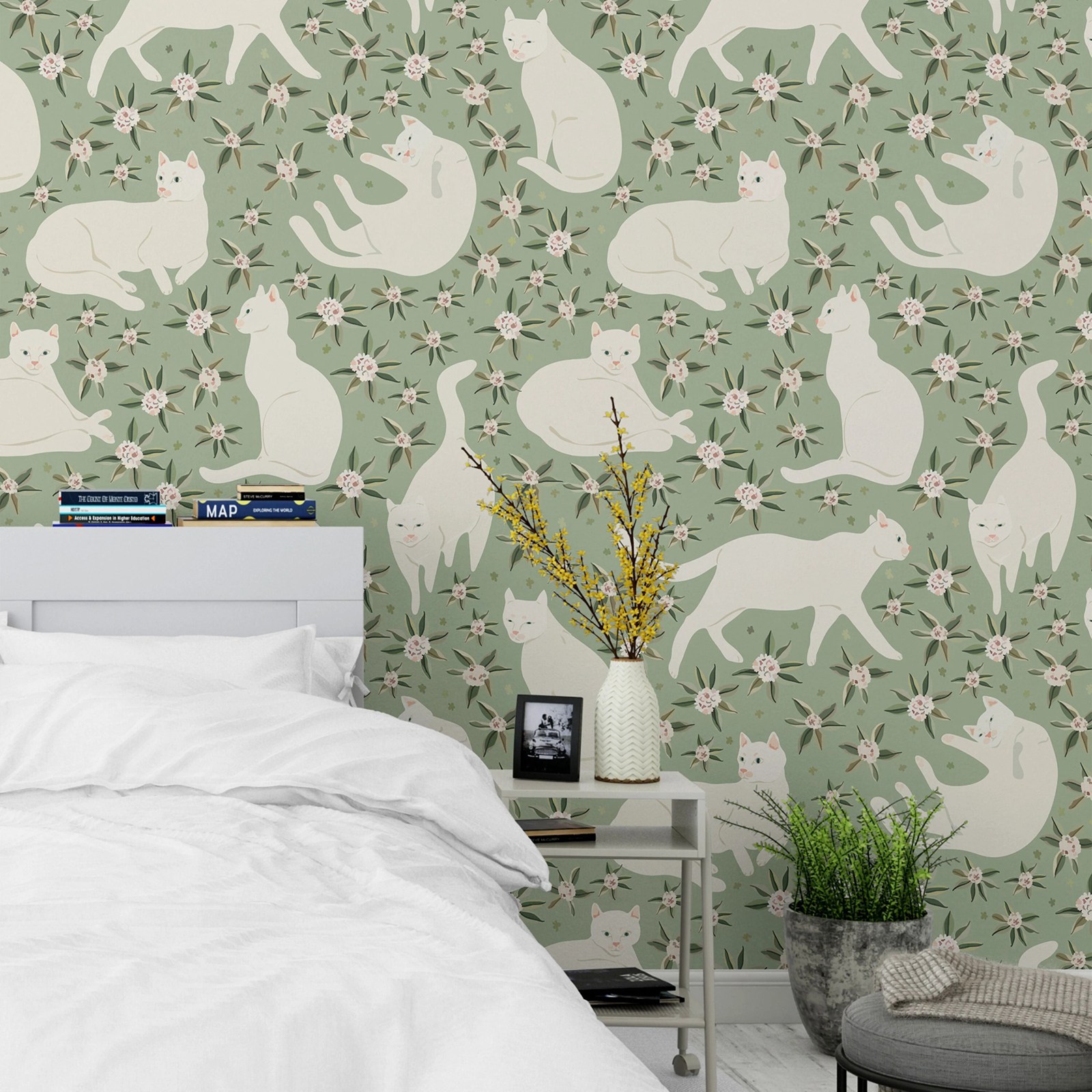 Vintage Wallpaper Cute Cat, Pe - Moisture Meter Wall Wood 评论和价格