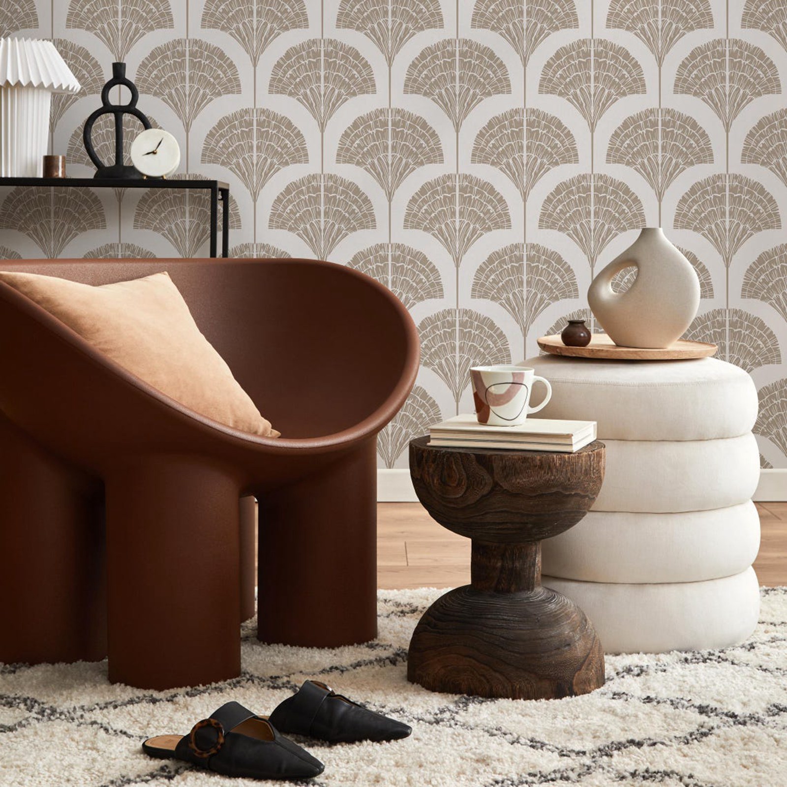 Wallpaper Beige Boho Arches Wa - Moisture Meter Wall Wood 评论和价格